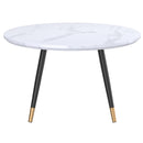 !nspire Emery 301-294RND-WT Round Coffee Table - White and Black IMAGE 3