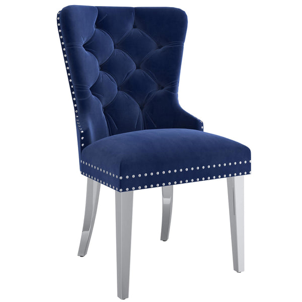 !nspire Hollis 202-614NAV Dining Chair - Navy and Chrome IMAGE 1