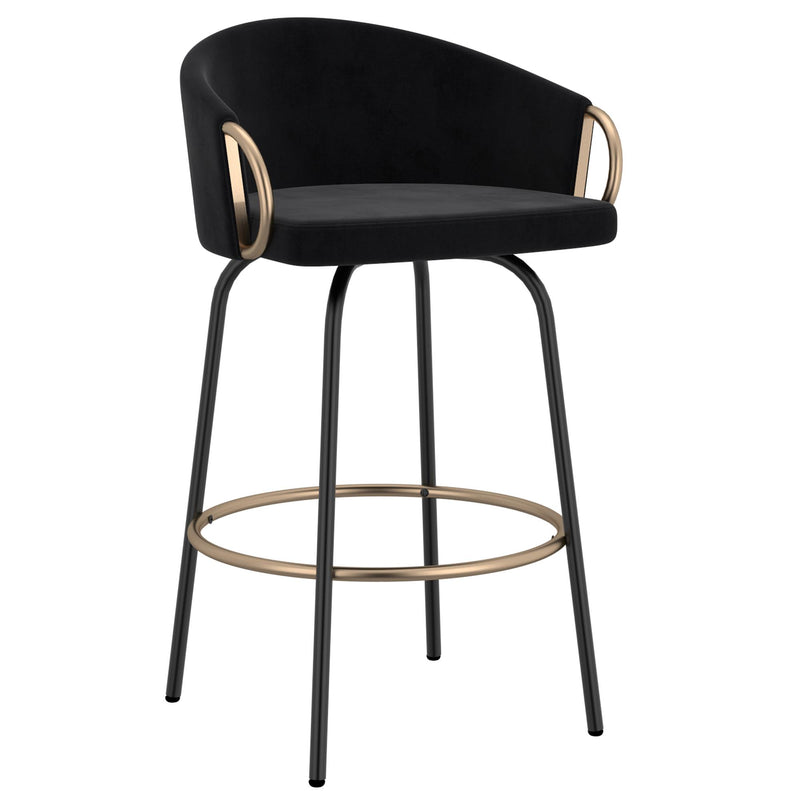 !nspire Lavo 203-560BLK 26" Counter Stool - Black and Gold IMAGE 1
