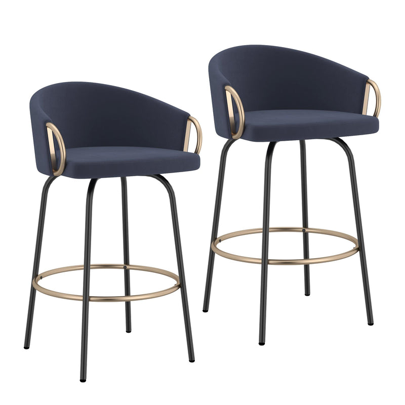 !nspire Lavo 203-560BLU 26" Counter Stool - Blue and Black and Gold IMAGE 7