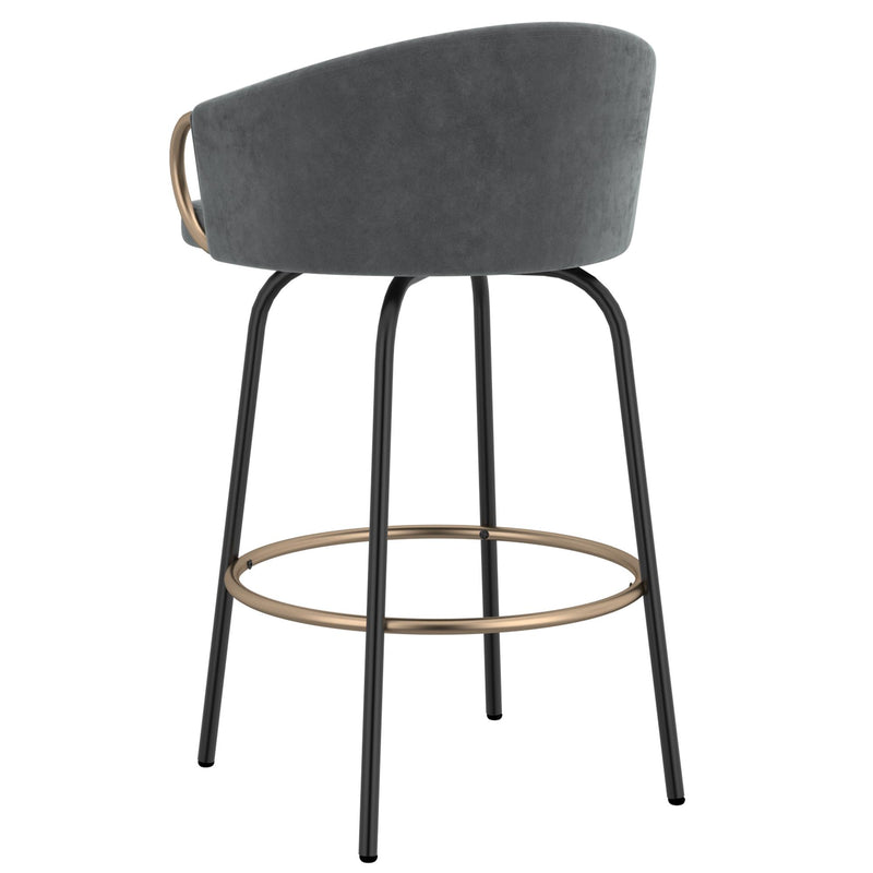 !nspire Lavo 203-560GY 26" Counter Stool - Grey and Black and Gold IMAGE 3