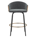 !nspire Lavo 203-560GY 26" Counter Stool - Grey and Black and Gold IMAGE 4