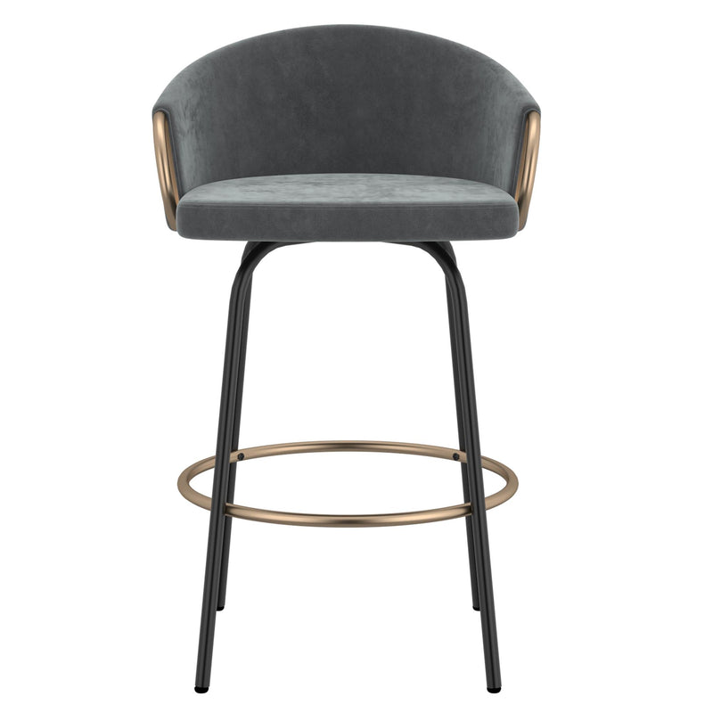 !nspire Lavo 203-560GY 26" Counter Stool - Grey and Black and Gold IMAGE 4