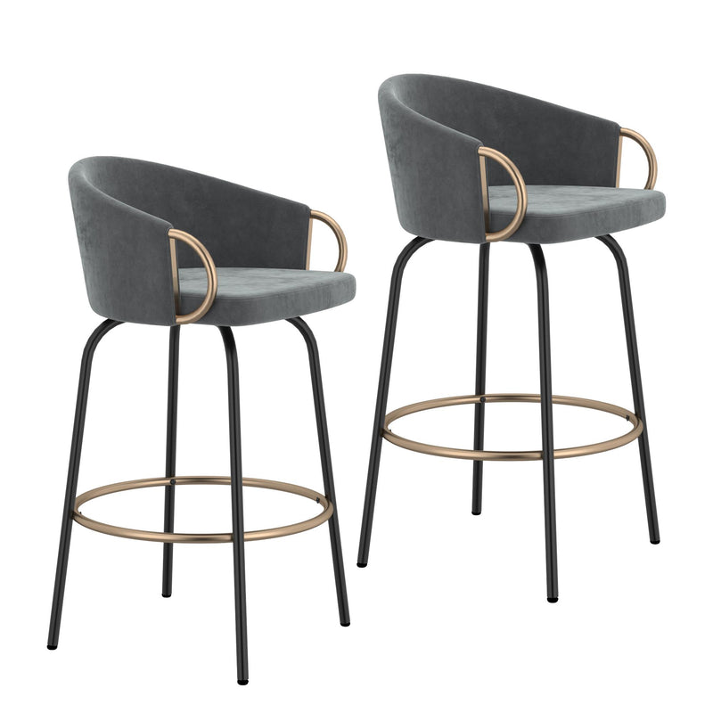 !nspire Lavo 203-560GY 26" Counter Stool - Grey and Black and Gold IMAGE 7