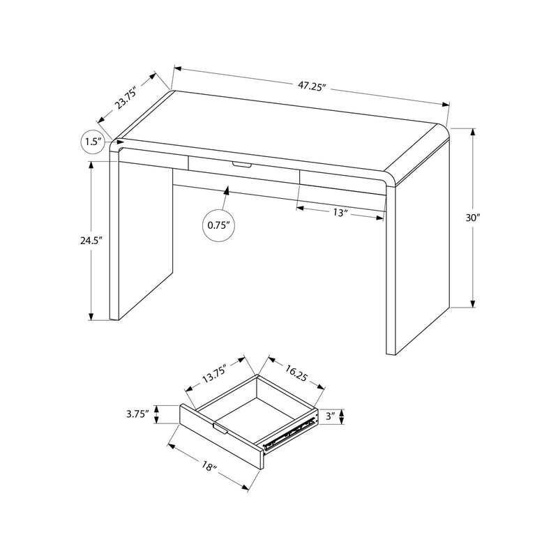 Monarch I 7580 Computer Desk - High Glossy White IMAGE 11