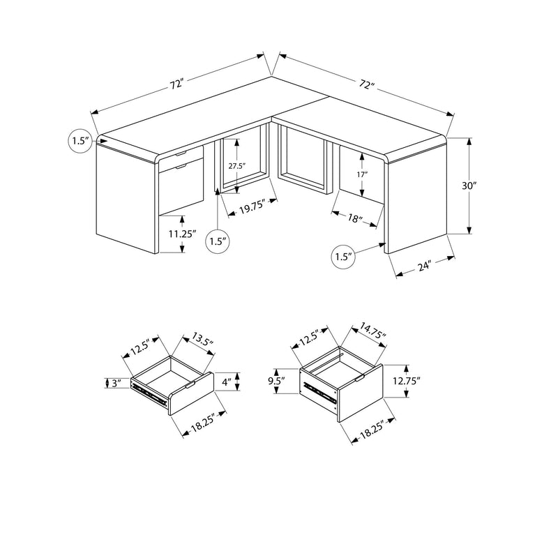 Monarch I 7582 Computer Desk - High Glossy White IMAGE 11