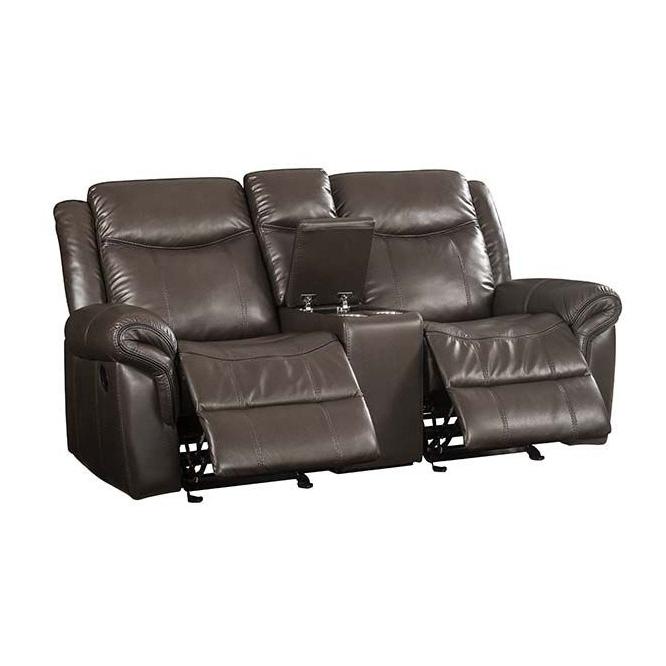 Acme Furniture Lydia Reclining Leather Air Loveseat with Console LV00655 IMAGE 2