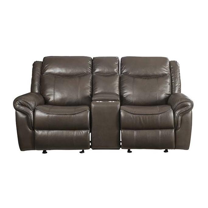 Acme Furniture Lydia Reclining Leather Air Loveseat with Console LV00655 IMAGE 3