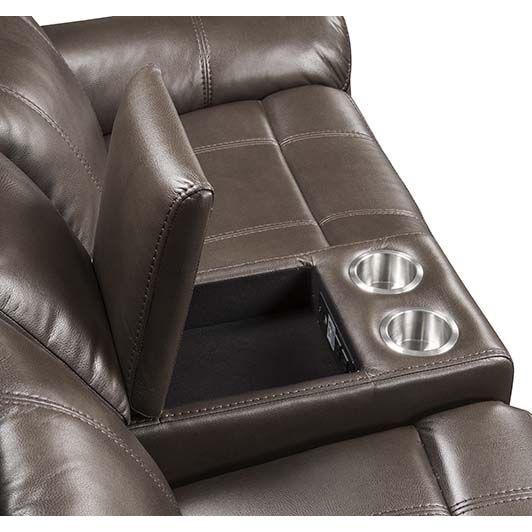 Acme Furniture Lydia Reclining Leather Air Loveseat with Console LV00655 IMAGE 6