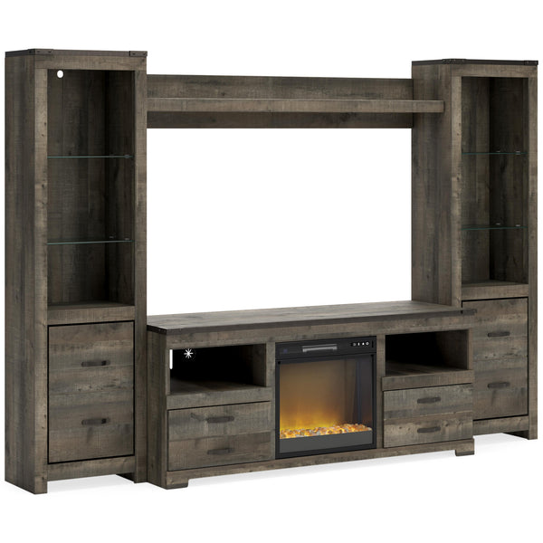 Signature Design by Ashley Trinell W446W10 4 pc Entertainment Center with Electric Fireplace IMAGE 1