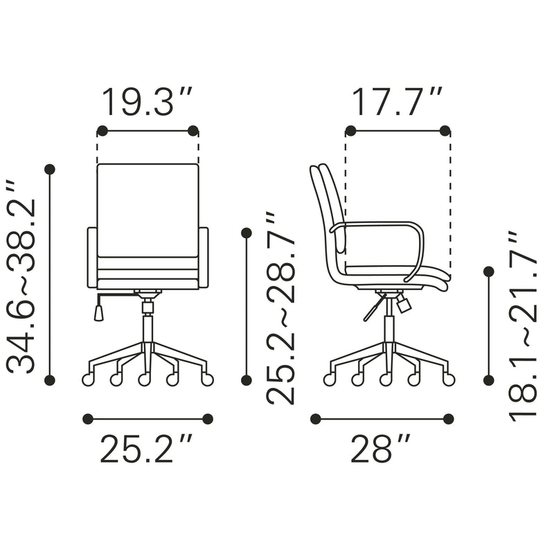  Zuo Partner 109006 Office Chair - White IMAGE 11