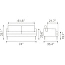  Zuo Decade 109030 Sofa - Brown IMAGE 9