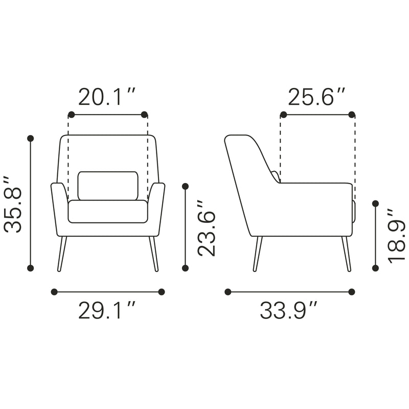  Zuo Ontario 109049 Accent Chair - Vintage Brown IMAGE 10