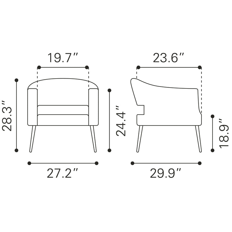  Zuo Berkeley 109052 Accent Chair - Vintage Grey IMAGE 10