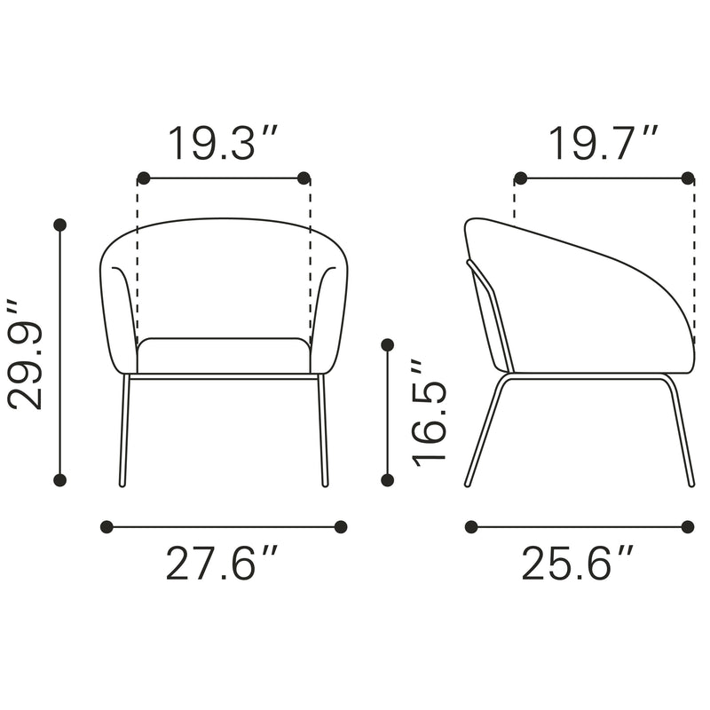  Zuo Quinten 109056 Accent Chair - Vintage Grey IMAGE 11