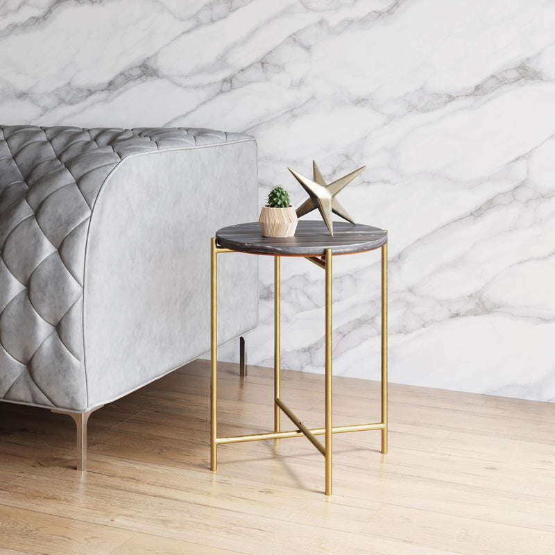  Zuo David 109360 Side Table - Grey & Gold IMAGE 8