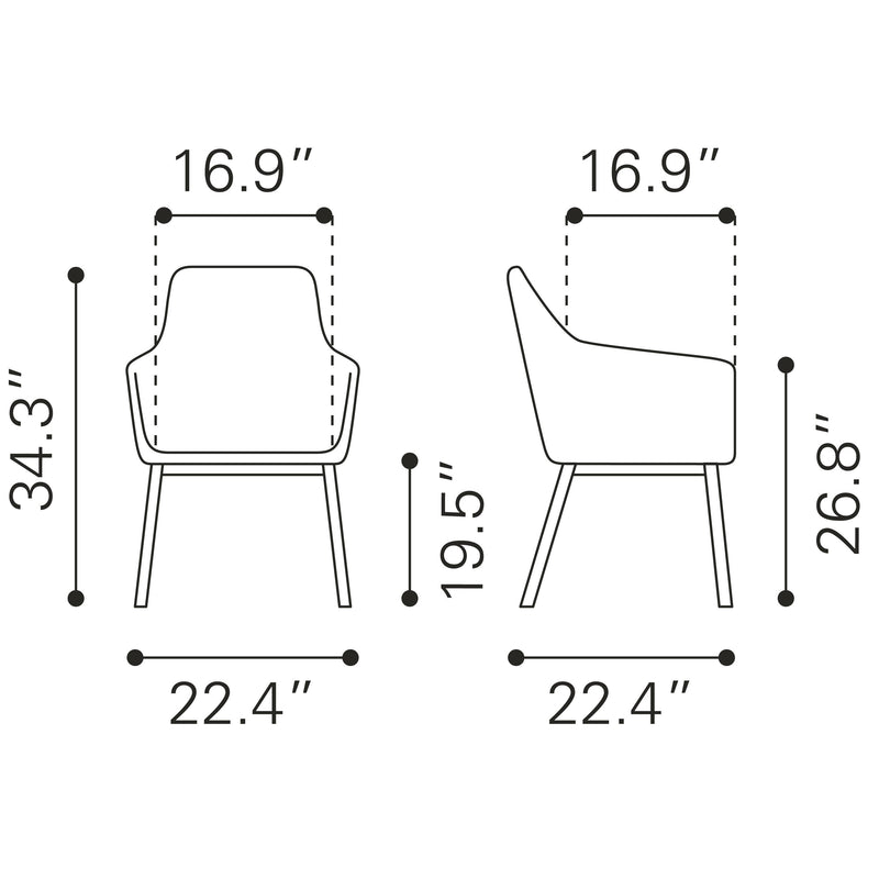  Zuo Adage 109364 Dining Chair - Grey IMAGE 11