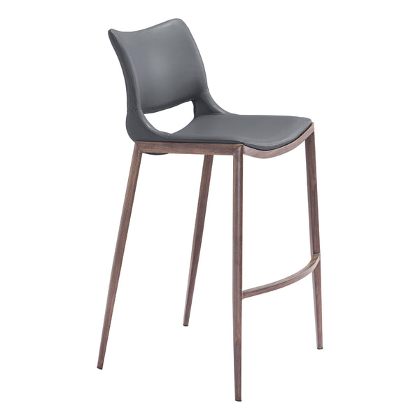  Zuo Ace 109389 Barstool - Dark Grey & Walnut IMAGE 1