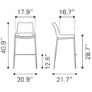  Zuo Ace 109389 Barstool - Dark Grey & Walnut IMAGE 9