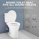 Round Toilet Seat Slow Quiet Close Seat Cover Fit Standard Round Toilet White Toilet Seat with Metal Inserts Easy to Install, Non-slip Seat with Rubber Bumpers Provides Comfort Relieves Pressure Point