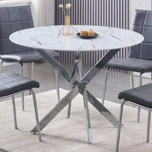 IFDC Round Dining Table with Glass Top and Pedestal Base T 1445 IMAGE 1