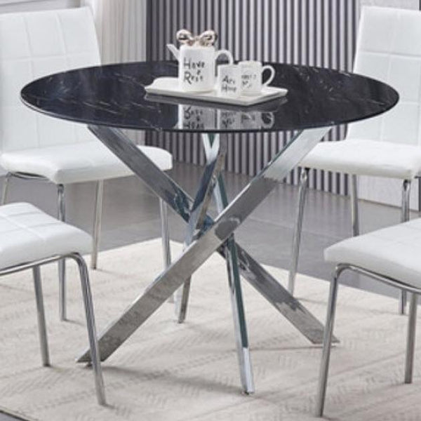 IFDC Round Dining Table with Glass Top and Pedestal Base T 1446 IMAGE 1