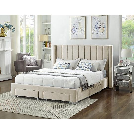 IFDC King Upholstered Platform Bed with Storage IF 5312 - 78 IMAGE 1