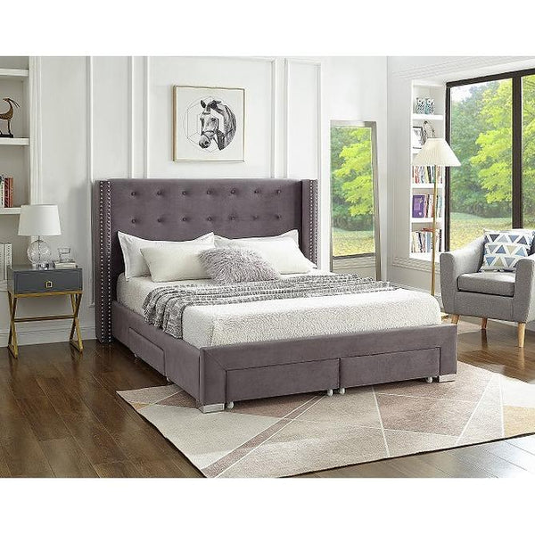 IFDC Queen Upholstered Platform Bed with Storage IF 5320 - 60 IMAGE 1