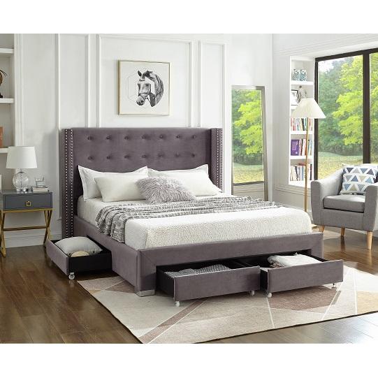 IFDC King Upholstered Platform Bed with Storage IF 5320 - 78 IMAGE 2