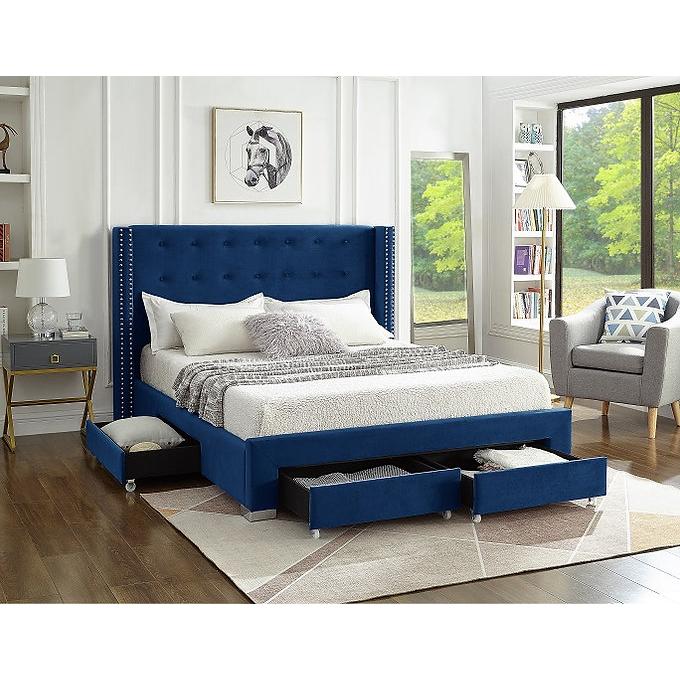 IFDC King Upholstered Platform Bed with Storage IF 5321 - 78 IMAGE 2