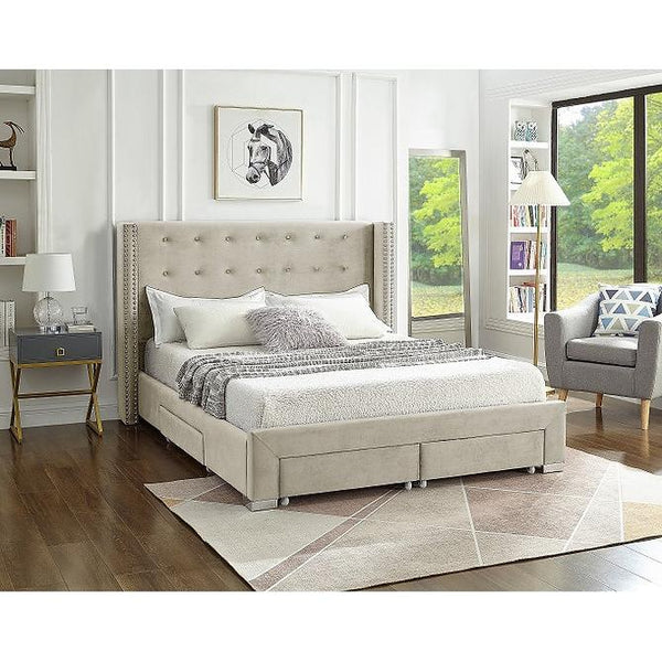 IFDC Queen Upholstered Platform Bed with Storage IF 5322 - 60 IMAGE 1