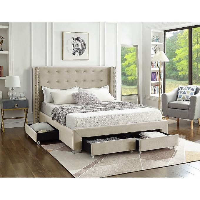 IFDC Queen Upholstered Platform Bed with Storage IF 5322 - 60 IMAGE 2