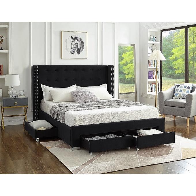 IFDC King Upholstered Platform Bed with Storage IF 5323 - 78 IMAGE 2