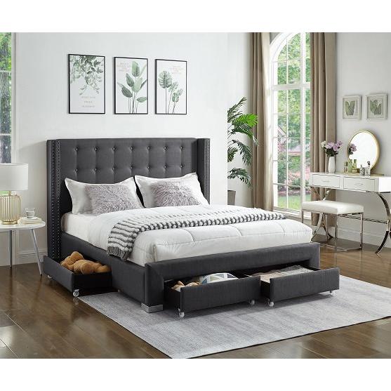 IFDC Queen Upholstered Platform Bed with Storage IF 5327 - 60 IMAGE 2