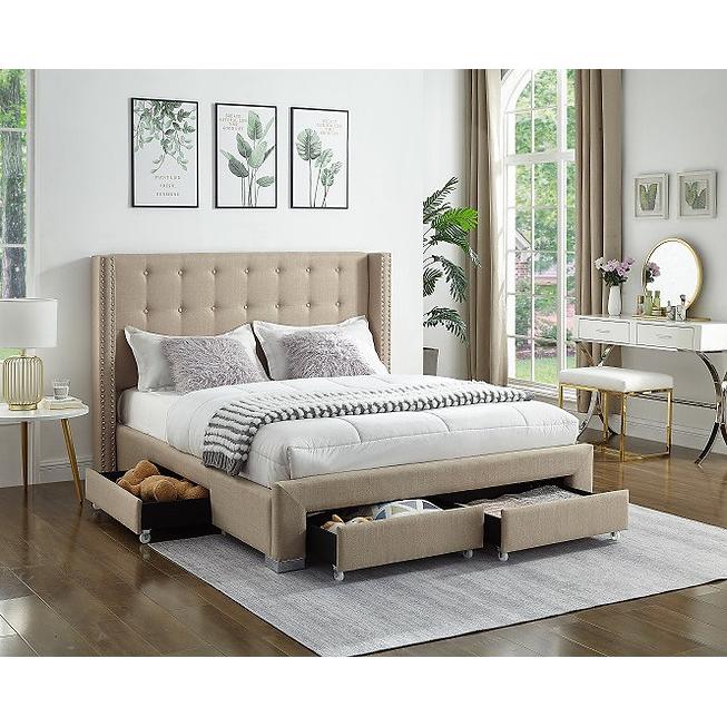 IFDC Full Upholstered Platform Bed with Storage IF 5328 - 54 IMAGE 2