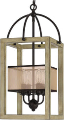 Cal Lighting FX-3781-4 Palencia Rubber Wood Chandelier with Organza Shade, Distressed Oak