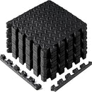 Yes4All EVA Interlocking Mats, Puzzle Floor Tiles, Foam Floor Padding with Border for Furniture, Home Space, Living Room, Garage - Black, 1.02 m2 63363