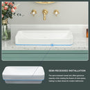 Beslend Modern Rectangular White Ceramic Vessel Sink 19"x12"x5" Semi Recessed Countertop Sink