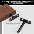 M MIMHOOY Floating Shelf Bracket 4" Deep Solid Steel Heavy Duty Blind Shelf Supports Hidden Brackets for Floating Wood Shelves 4 pcs