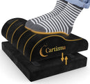 Cartizma Ergonomic Foot Rest for Under Desk at Work - Wavy Shaped for Heel Support, Memory Foam, Anti-Slip, Washable Cover - Office & Gaming Footrest, Back & Leg Pain Relief, Desk Foot Stool (black)