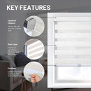 CHICOLOGY Zebra Blinds, Roller Window Shades, Blinds for Windows, Roller Shades for Windows, Window Shades for Home, Window Shades, Pull Down Shades for Windows, 68" W X 72" H, Basic Arctic 63491