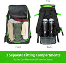 XCMAN Ski Snowboard Backpack 50L Flying Air Travel Bag Stores Helmet, Alpine ski & Snowboard Boots,Goggles, Gloves, Clothes,External Hanging Storage Alpine Ski and Snowboard,USB Charging Port, Green
