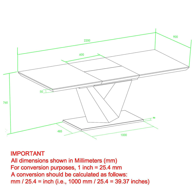 !nspire Eclipse 201-860BLK Dining Table w/Extension - Black IMAGE 8