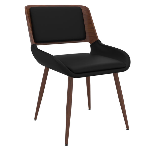 !nspire Hudson 202-582PUBK Dining Chair - Black Faux Leather, Metal and Walnut Metal and Wood IMAGE 1