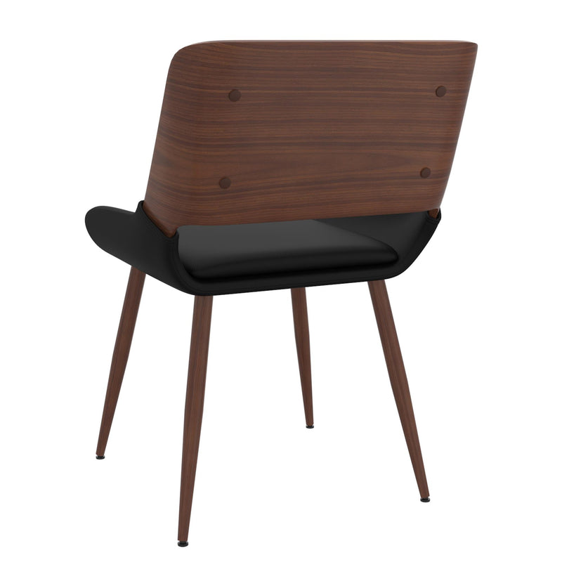 !nspire Hudson 202-582PUBK Dining Chair - Black Faux Leather, Metal and Walnut Metal and Wood IMAGE 3