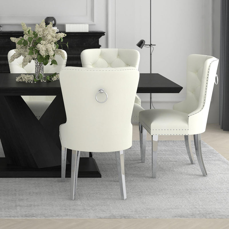 !nspire Hollis 202-614IV Dining Chair - Ivory and Chrome IMAGE 2