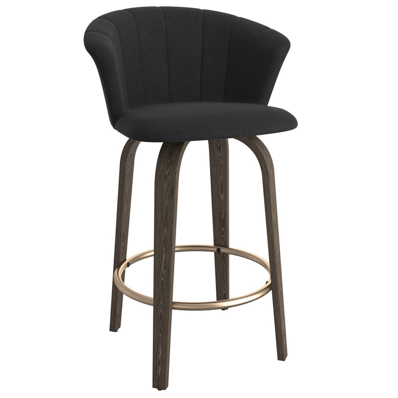 !nspire Tula 203-583BK 26" Counter Stool - Black and Washed Oak IMAGE 1