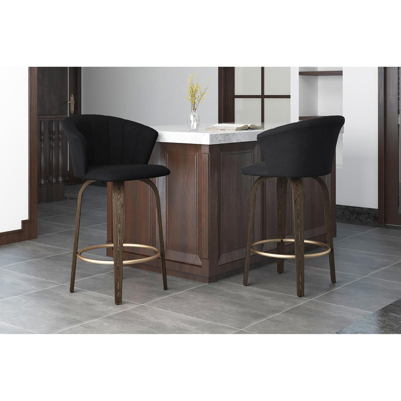 !nspire Tula 203-583BK 26" Counter Stool - Black and Washed Oak IMAGE 2