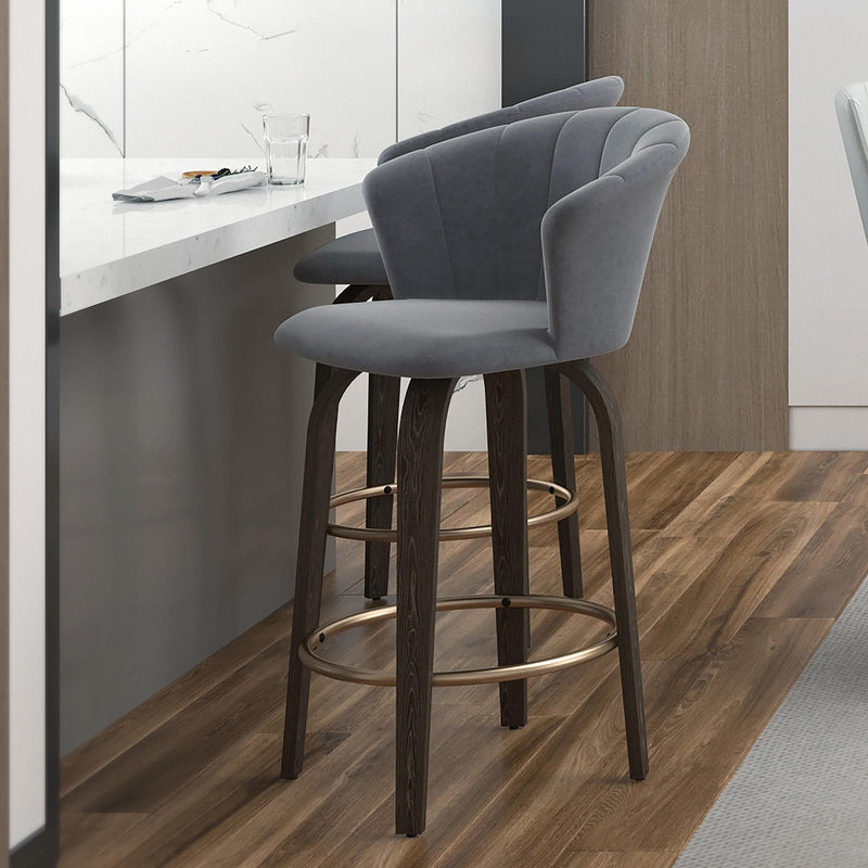 !nspire Tula 203-583GY 26" Counter Stool - Grey and Washed Oak IMAGE 2