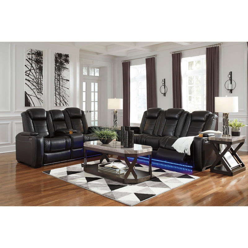 Signature Design by Ashley Party Time Power Reclining Leather Look Loveseat with Console 3700318C IMAGE 19